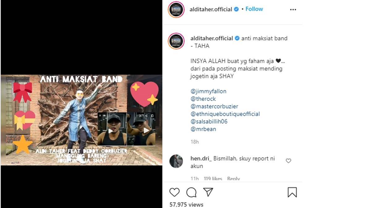 Aldi Taher Unggah Video Berjoget Sindir Deddy Corbuzier, Buat Geram Netizen 2 Lampiran Gambar
