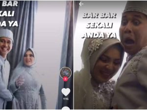 Cekricek.id - Aksi jahil penganti pria yang kerap kerjai istrinya di pelaminan berhasil hebohkan publik, hingga netizen dibuat ngakak.