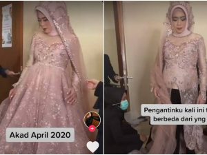 Berita viral dan trending: Seorang pengantin wanita rayakan hari pernikahannya dalam keadaan sedang hamil 8 bulan.