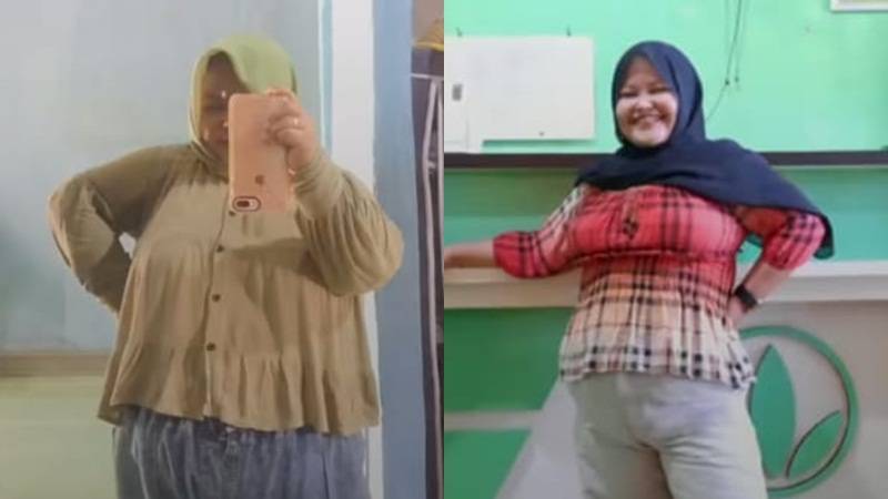 Cekricek.id - Dina berhasil turunkan berat badannya dengan melakukan diet secara sungguh-sungguh hingga penampilannya bikin pangling.