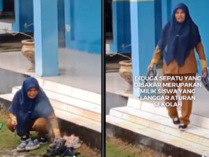 Berita terkini, terbaru, dan berita pilihan hari ini: Seorang guru peremuan terlihat bakar sepatu milik siswa yang diduga melanggar aturan