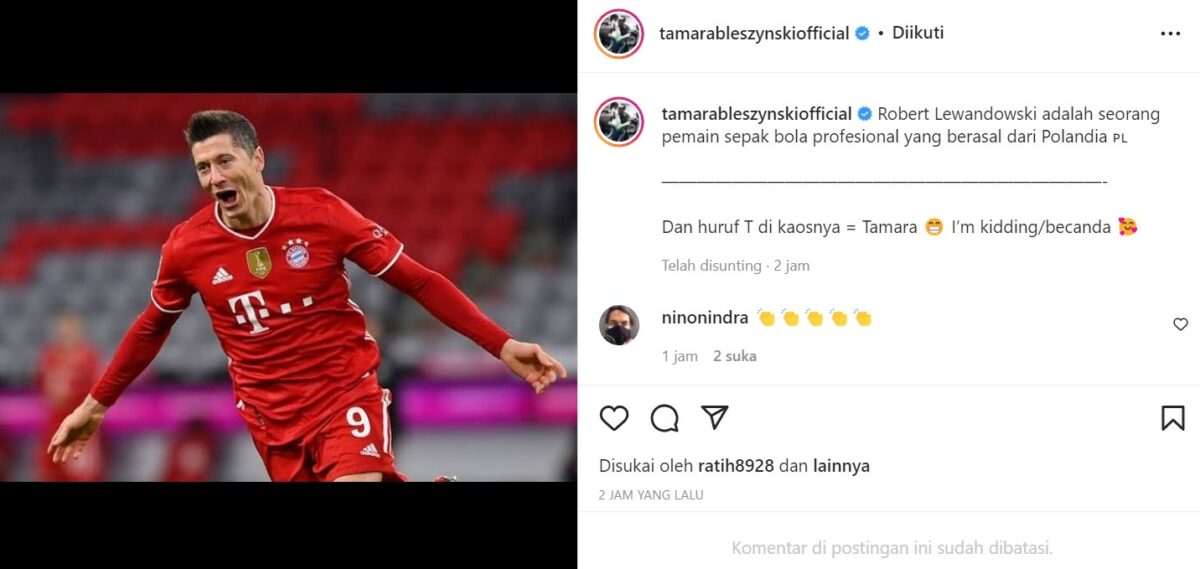 Gosip artis: Tamara Bleszynski Sebut Huruf T di Jersey Lewandowski adalah ‘Tamara’