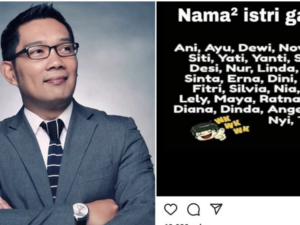 Berita terkini, terbaru, dan berita pilihan hari ini: Ridwan Kamil membagikan daftar nama-nama istri yang galak di instgramnya.