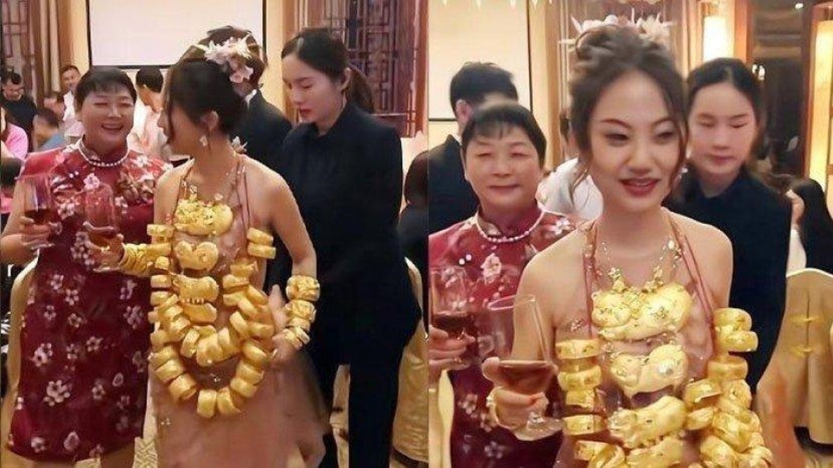 Berita terkini, terbaru, dan berita pilihan hari ini: Pengantin wanita kaya di China viral karena menyandang 42 batang emas saat pernikahan.