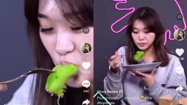 Berita artis: Livy Renata baru pertama kali mencobakan makanan pisang molen, ia pun menarih ekspresi seperti ini yang membuat warganet jadi sorotan.
