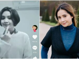 Berita artis: perempuan yang tengah asyik bergoyang TikTok ini disebut memiliki wajah mirip dengan Nagita Slavina saat muda.