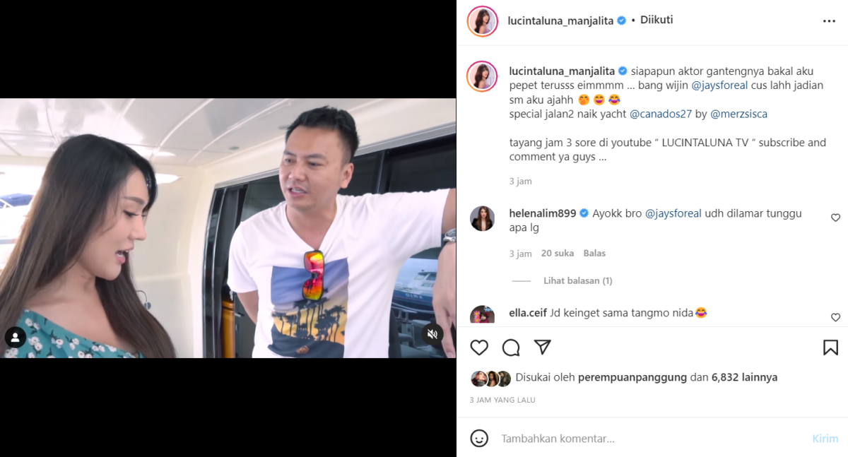 Berita arti: Wijin dipepet oleh artis transgender Lucinta Luna yang mengaku ingin menjadi kekasih Wijaya Saputra itu, Jumat (11/3/2022).