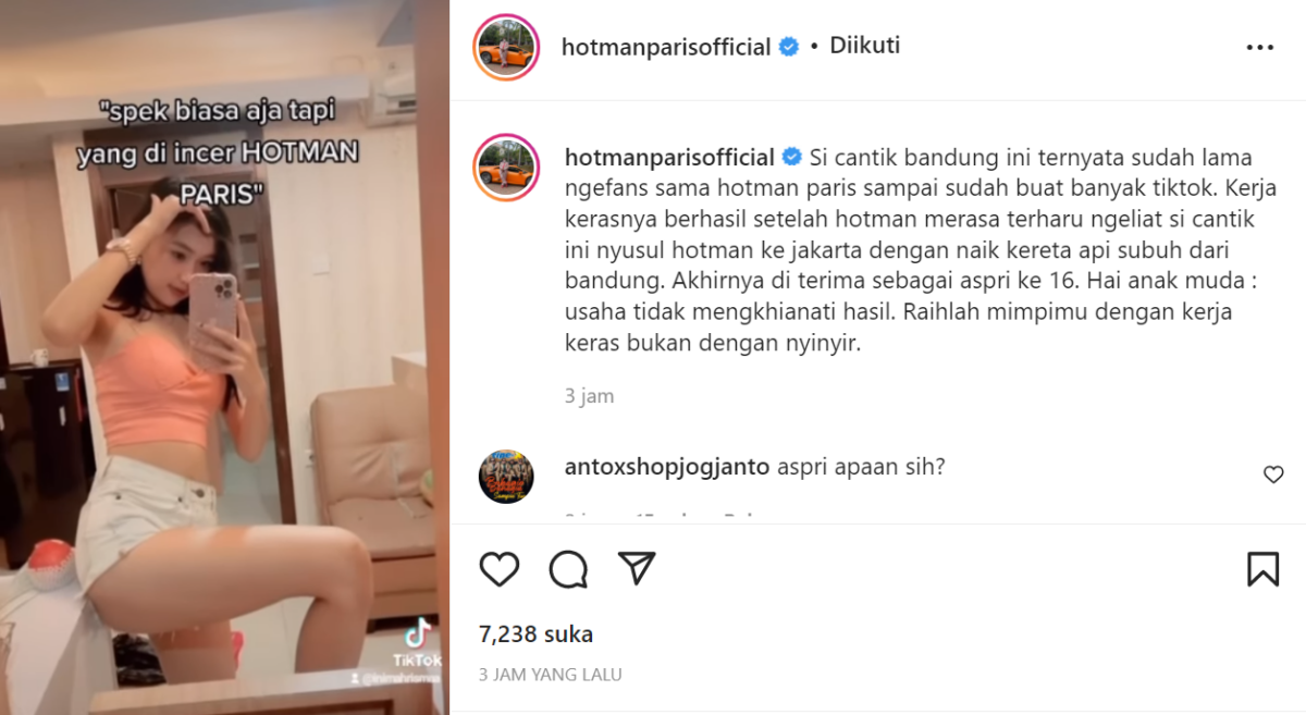 Berita terkini: Hotman Paris kembali mengumumkan telah memiliki aspri baru alias asisten pribadi yang ke-16 lewat akun Instagram pribadinya.
