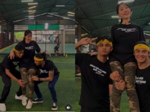 Berita artis: transgender Lucinta Luna membagikan momen dirinya saat digendong dua pria yang memiliki paras tampan rupawan.