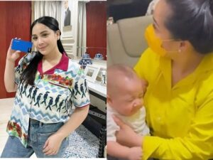 Berita artis: Hooded Shirt kuning cerah yang dipakai oleh Nagita Slavina saat memangku Rayyanza harganya dibanderol hampir Rp 19 Juta.