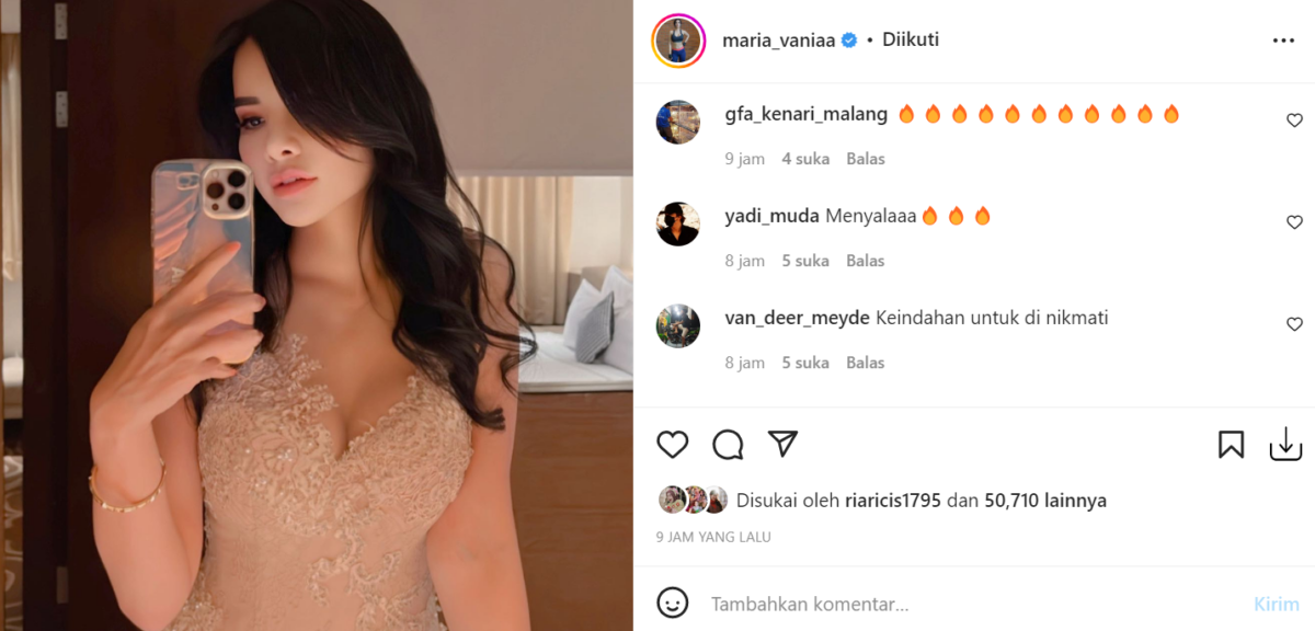 Berita artis: Kenakan sebuah kebaya modern, kecantikan Maria Vania dianggap netizen sebagai suatu keindahan yang patut dinikmati.