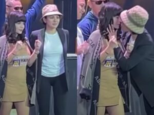 Berita artis: Niknta Mirzani mendadak mencium bibir Dinar Candy yang akan menjadi lawannya di adu tinju di atas, ada apa?