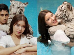 Tiara Andini unggah foto bareng kekasihnya, Alshad Ahmad dan harimau putih di kolam renang, netizen duga jalani prewedding.