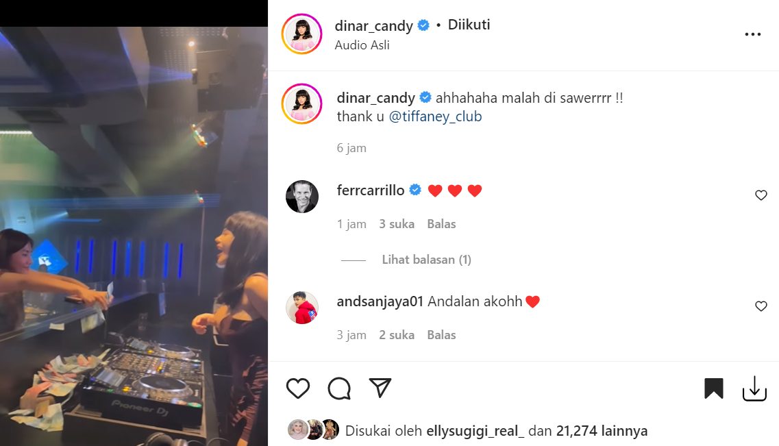 Dinar Candy ceritakan pengalaman baru dapat saweran pada saat manggung jadi dj, disebut netizen sebagai rezeki anak saleh.