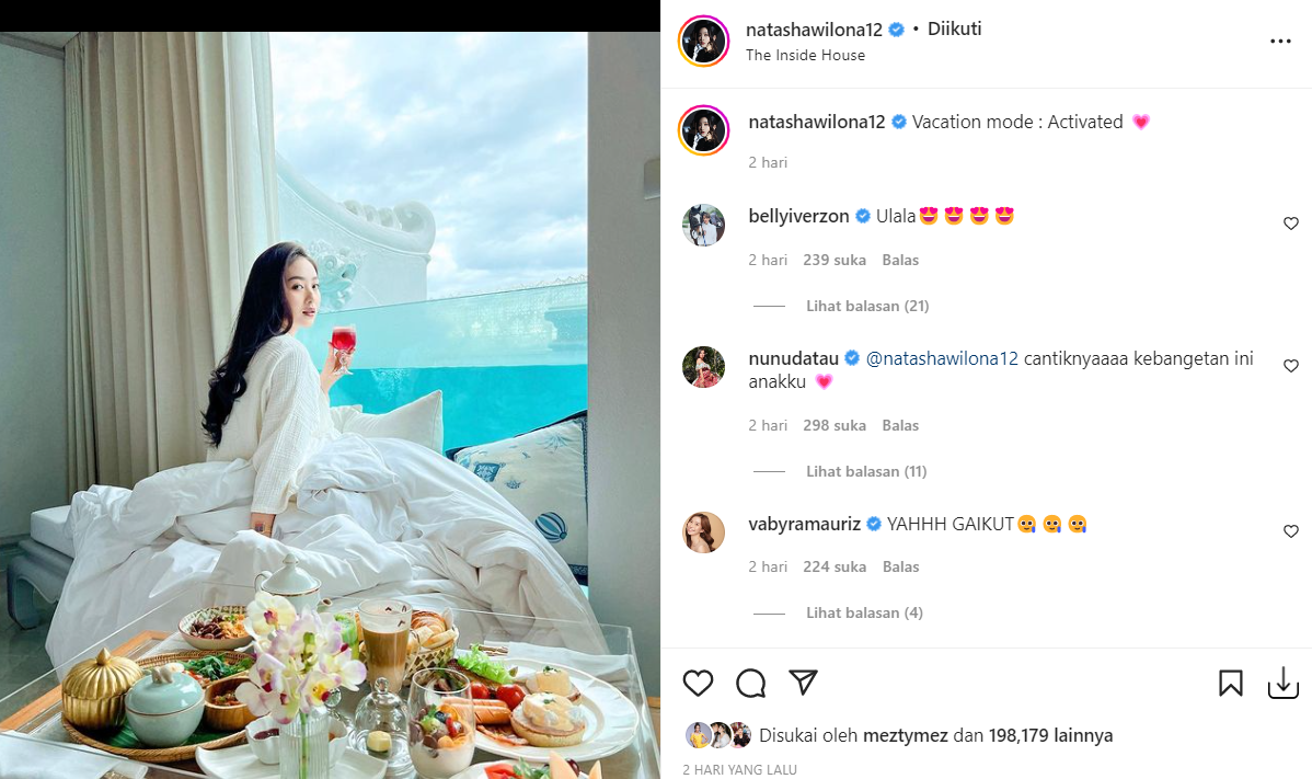 Natasha Wilona disebut miliki kecantikan yang begitu sempurna saat menikmati waktu liburan mewah ala sultan, yang mendapat banyak pujian.