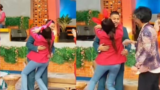 Lucinta Luna mengunggah video dirinya yang tengah memeluk aktor tampan Meerqeen di salah satu acara stasiun Tv swasta.
