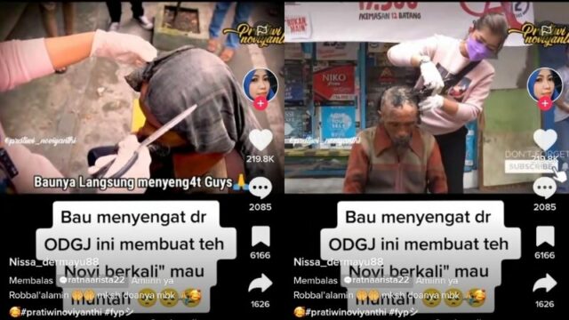 ODGJ dalam unggahan TikTok netizen disebut sudah 8 tahun tak melepas sarung yang menempel di kepalanya sehingga sulit dilepaskan.