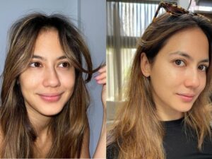 Pevita Pearce membandingkan wajahnya ketika sebelum dan sesudah mandi. Namun, tak ada yang berbeda karena dia tetap sama cantiknya.