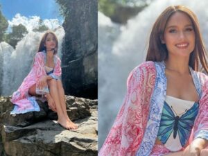 Cinta Laura membagikan potret dirinya ketika berada di bawah air terjun yang ada di Bali. Netizen menjulukinya sebagai bidadari kayangan.