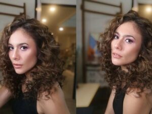 Wulan Guritno memamerkan penampilan baru dengan gaya rambutnya yang keriting. Meski begitu, kecantikannya sama sekali tidak berkurang.