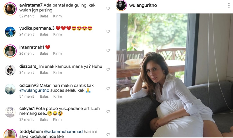 Pose Manja di Atas Sofa Sambil Peluk Bantal, Wulan Guritno Disebut Seperti Anak Kampus
