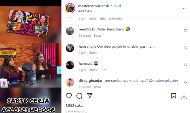 Digoda Caesa Twin, Reaksi Malu-malu Deddy Corbuzier Jadi Sorotan 2 Digoda Caesa Twin, Reaksi Malu-malu Deddy Corbuzier Jadi Sorotan