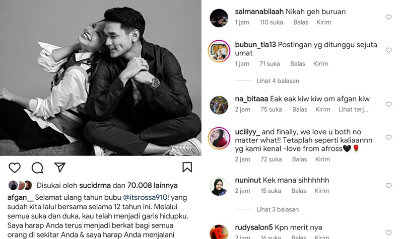Rossa Ulang Tahun yang ke-44, Afgan Tuliskan Pesan Menyentuh