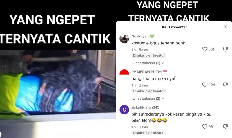 Viral Wanita Cantik Ngepet, Tubuhnya Ditutupi dengan Kain dan Pakai Tanduk Babi