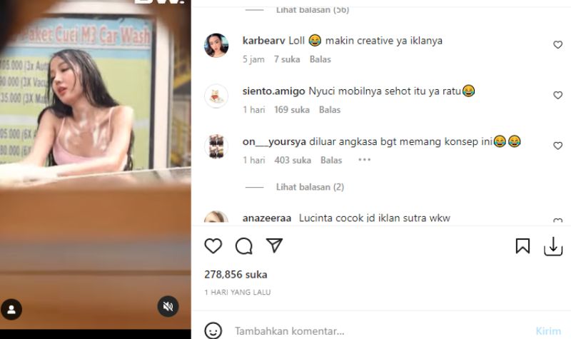 Aksi 'Keterlaluan' Lucinta Luna Saat Nyuci Mobil, Hot dan Menggoda
