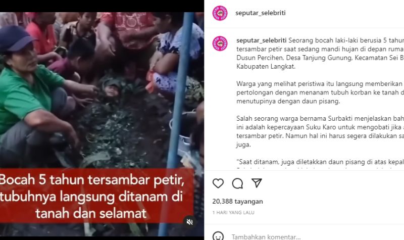 Bocah yang Disambar Petir Ini Selamat Usai Dikubur Warga