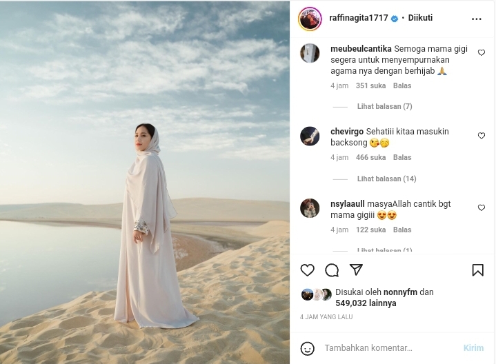 Cantiknya Nagita Slavina Berhijab, Netizen Doakan Agar Segera Hijrah