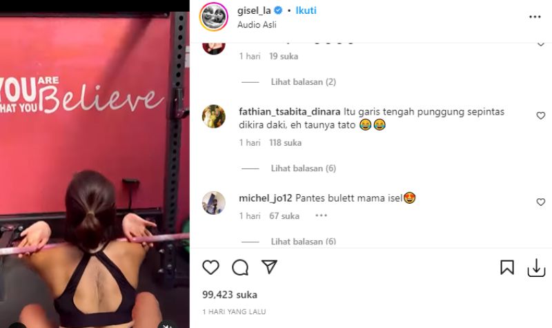 Tato Segaris di Punggung Gisel Dikira Daki dan Bikin Salfok
