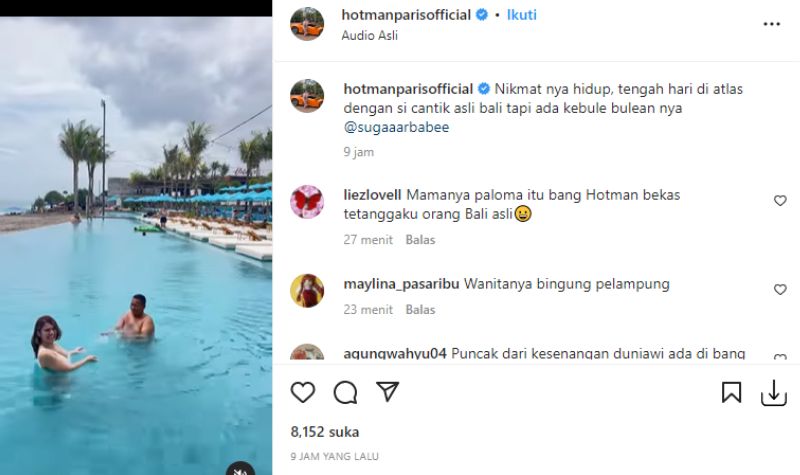 Hotman Paris Berenang Bareng Wanita Cantik, Netizen: Puncak Kesenangan Duniawi