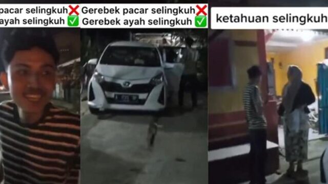 Seorang anak laki-laki menggrebek ayahnya sedang berduaan dengan wanita lain di mobil maalam hari, ia mengatakan ayahnya berselinguh.