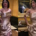 Dewi Perssik mengunggah video dirinya yang mengenakan gaun berwarna gold, ia pun tampak cantik dan body goals dengan gaun mewahnya itu.