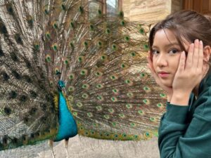Cekricek.id - Pesona dan kecantikan seorang Tiara Andini tidak hanya membius sejumlah manusia tetapi juga binatang, merak jantan ini contohnya