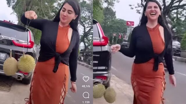 Diana Dee Starlight hebohkan jagat maya dengan unggahan videonya bermain mengangkat dua buah durian dan memainkannya seprti lato-lato.