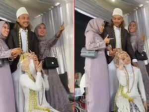 Pria ini menikah ketiga kalinya didampingi oleh istri pertama dan kedua, bukannya sedih, namun istri pertama dan keduanya malah terlihat bahagia.