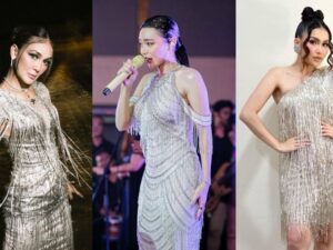 Cekricek.id – Sejumlah artis cantik seperti Luna Maya, Ayu Ting Ting hingga pedangdut Wika Salim tampil cantik dengan balutan gaun rumbai berwarna perak. Meski ketiganya tampil pada momen yang berbeda, namun outfit yang dikenakan terlihat begitu senada.