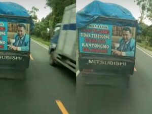 Cekricek.id – Hotman Paris tampaknya sedikit terkejut dengan foto wajahnya yang terpampang di belakang sebuah truk. Hal itu dia bagikan di akun Instagram miliknya dengan mengunggah sebuah video yang memperlihatkan penampakan truk berukurang sedang itu dari belakang.