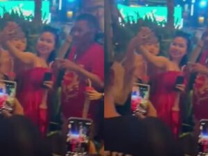 Hotman Paris dikelilingi sejumlah wanita seksi yang antri ingin meminta foto bersamanya, ia lantas meminta sederetan wanita itu untuk bersabar.