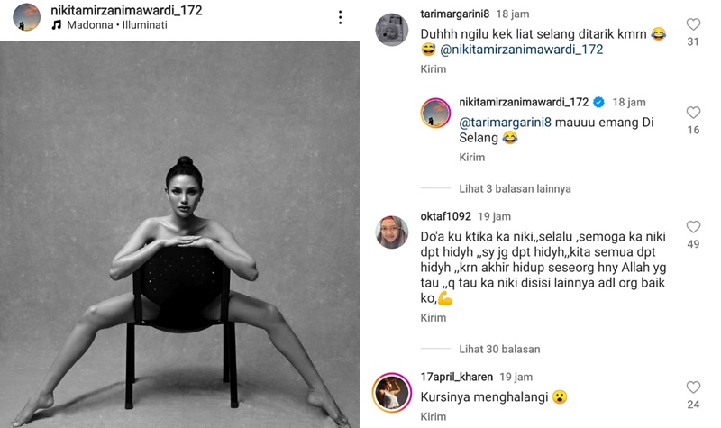 Nikita Mirzani Unggah Foto Ngangkang di Kursi, Netizen Duga Bugil