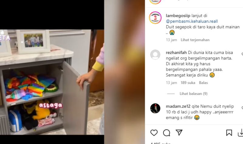 Selain Gak Tahu Lontong, Cuma Rafathar yang Nyimpan Setumpuk Uang Rp100.000 di Lemari Khusus Mainan