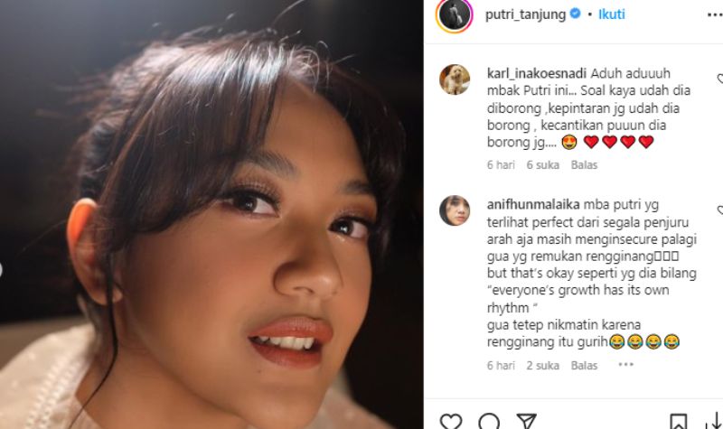 Cekricek.id, Berita Artis dan Berita Seleb - Putri Tanjung Sering Insecure Padahal Cantik dan Anak Konglomerat, Netizen: Apalah Daya Kami