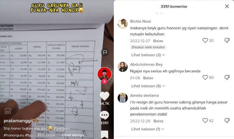 Cekricek.id, Berita Viral – Viral Video Perlihat yang Slip Honor Guru Cuma Terima Upah Ratusan Ribu Perbulan