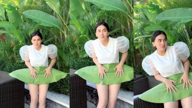 Cekricek.id, Berita Artis dan Berita Seleb - Dianna Dee Starlight hampir disangka netizen lupa untuk memakai celana, karena ditutupi daun pisang