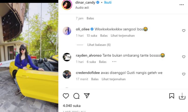 Cekricek.id, Berita Artis dan Berita Seleb - Gaya dari seorang Dinar Candy ketika melakukan aksi pamer mobil mewah dianggap terlalu berkelas