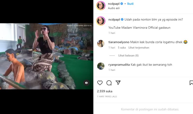 Cekricek.id, Berita Artis dan Berita Seleb - Aksi Nora Alexandra saat mendatangi sebuah museum dinilai terlalu sopan, logatnya mirip Bunda Corla