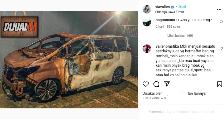Cekricek.id, berita seleb dan berita artis - Via Vallen Jual Bangkai Mobil Buat Dirikan Yayasan Tapi Malah Tuai Cibiran