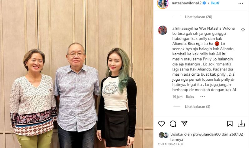 Cekricek.id, Berita Artis dan Berita Seleb - Pemeran dan artis cantik Natasha Wilona mendapat amukan dari netizen, disebut perusak hubungan